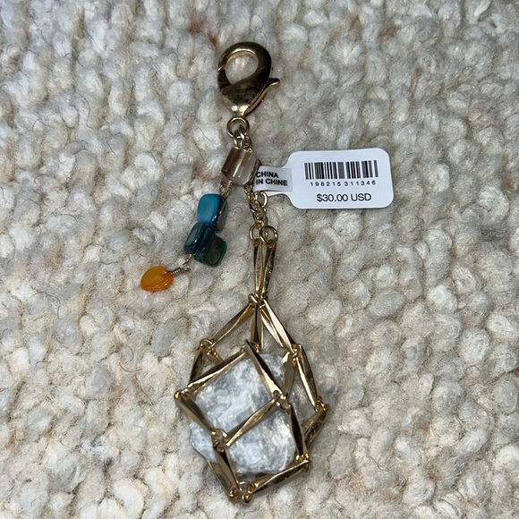 Free People X Ariana Ost Coastal Bikini Charm Keychain Crystal Blue Calcite - Picture 3 of 5